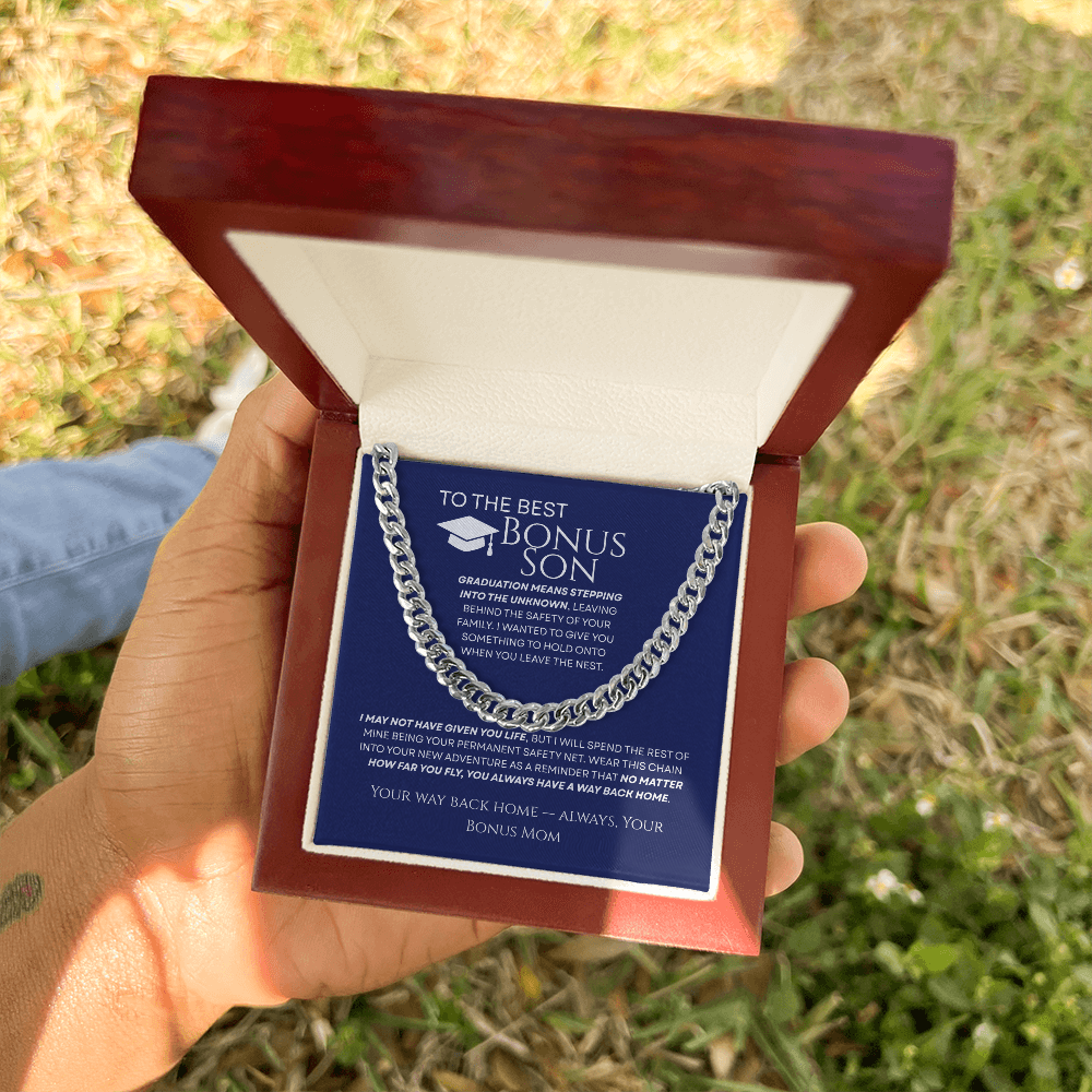 To My Bonus Son - Your Way Back Home Premium Cuban Link Chain Gift