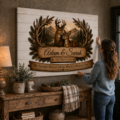 Where We Belong Deer Couple Personalized Canvas