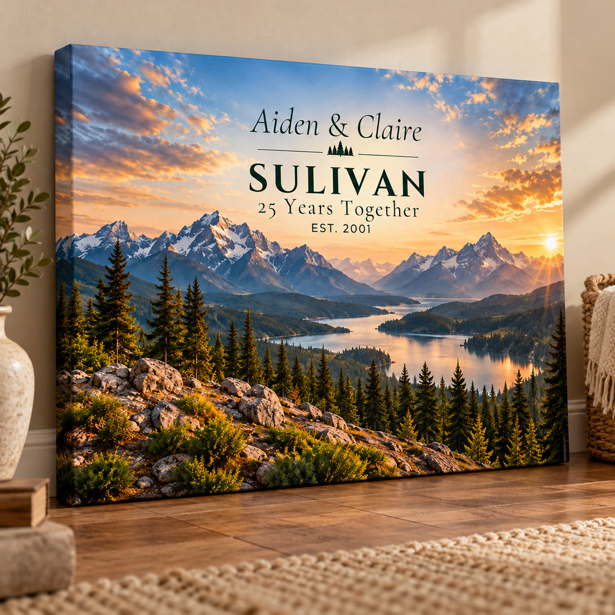 Our Alpine Story | Personalized Mountain Anniversary Canvas