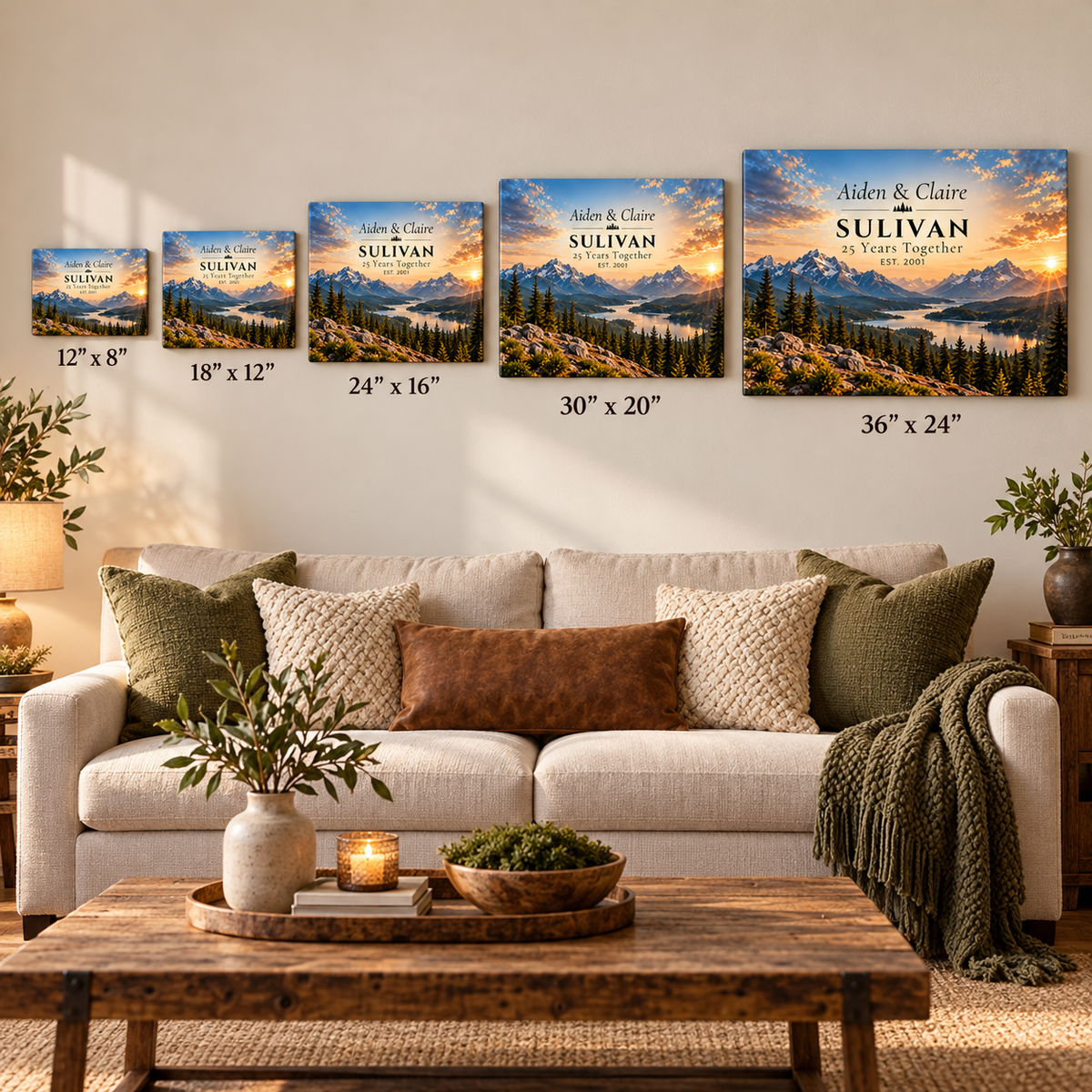Our Alpine Story | Personalized Mountain Anniversary Canvas