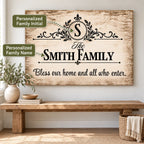 Personalized Bless Our Home Canvas – Custom Family Name Wall Art