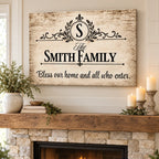 Personalized Bless Our Home Canvas – Custom Family Name Wall Art