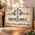 Personalized Bless Our Home Canvas – Custom Family Name Wall Art