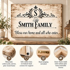 Personalized Bless Our Home Canvas – Custom Family Name Wall Art