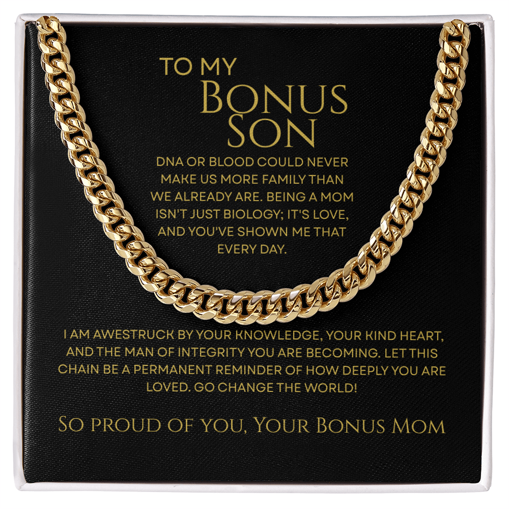 To My Bonus Son - Man of Integrity Premium Cuban Link Chain Gift