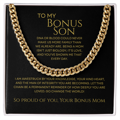 To My Bonus Son - Man of Integrity Premium Cuban Link Chain Gift