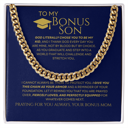 To My Bonus Son - Armor of Faith Chain Link & Message Card from Stepmom