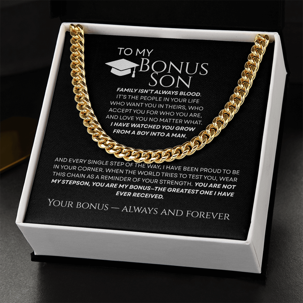 To My Bonus Son - The Greatest Bonus Premium Cuban Link Chain Gift