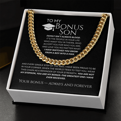 To My Bonus Son - The Greatest Bonus Premium Cuban Link Chain Gift