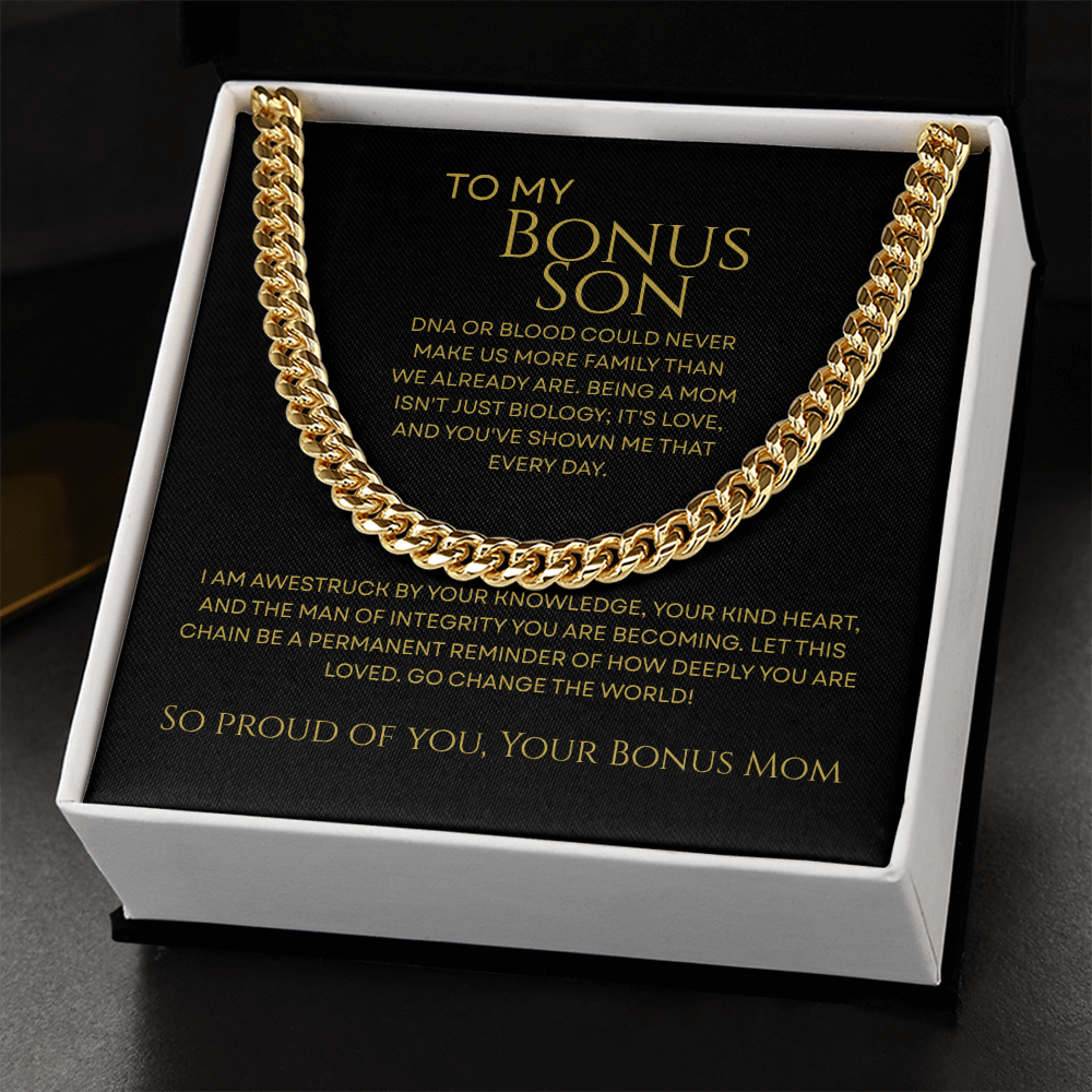 To My Bonus Son - Man of Integrity Premium Cuban Link Chain Gift