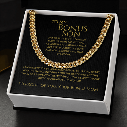To My Bonus Son - Man of Integrity Premium Cuban Link Chain Gift