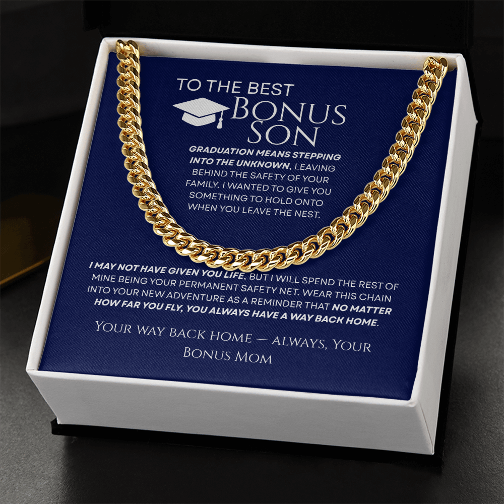 To My Bonus Son - Your Way Back Home Premium Cuban Link Chain Gift
