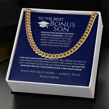 To My Bonus Son - Your Way Back Home Premium Cuban Link Chain Gift