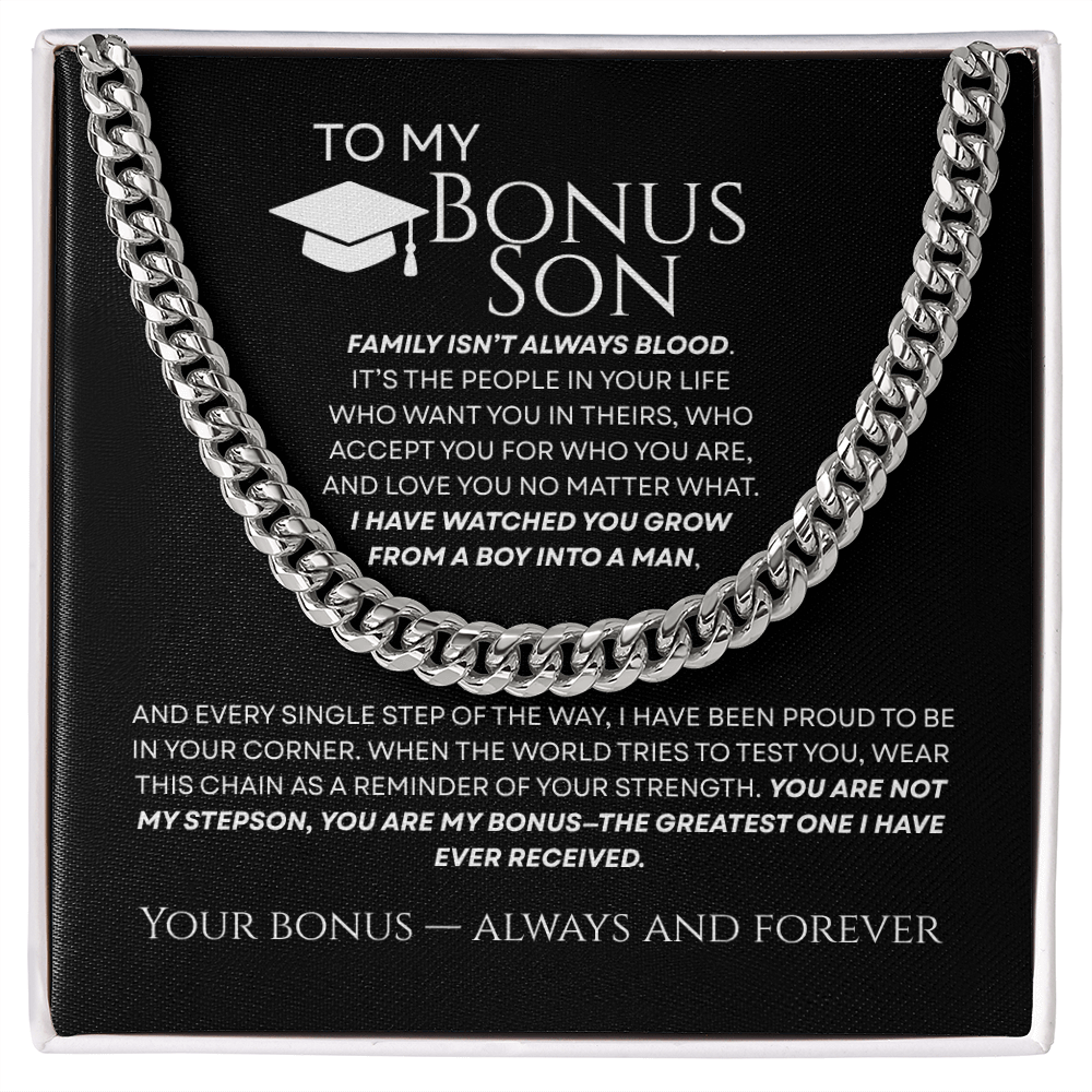 To My Bonus Son - The Greatest Bonus Premium Cuban Link Chain Gift