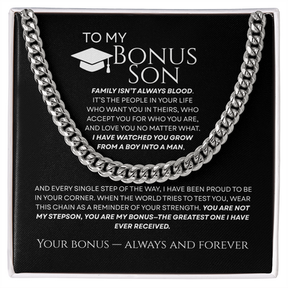 To My Bonus Son - The Greatest Bonus Premium Cuban Link Chain Gift