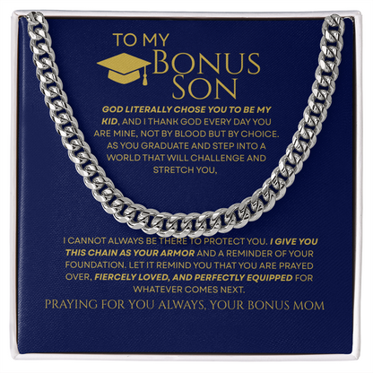 To My Bonus Son - Armor of Faith Chain Link & Message Card from Stepmom