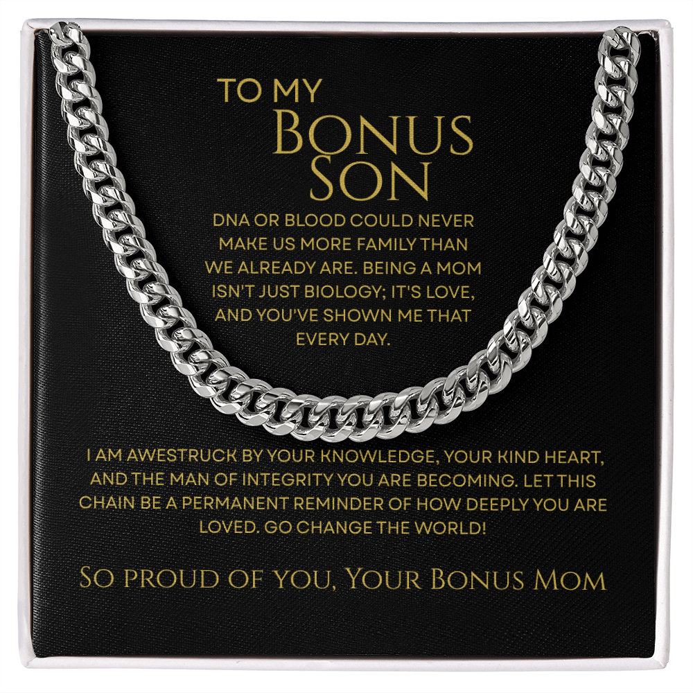 To My Bonus Son - Man of Integrity Premium Cuban Link Chain Gift