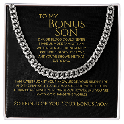 To My Bonus Son - Man of Integrity Premium Cuban Link Chain Gift