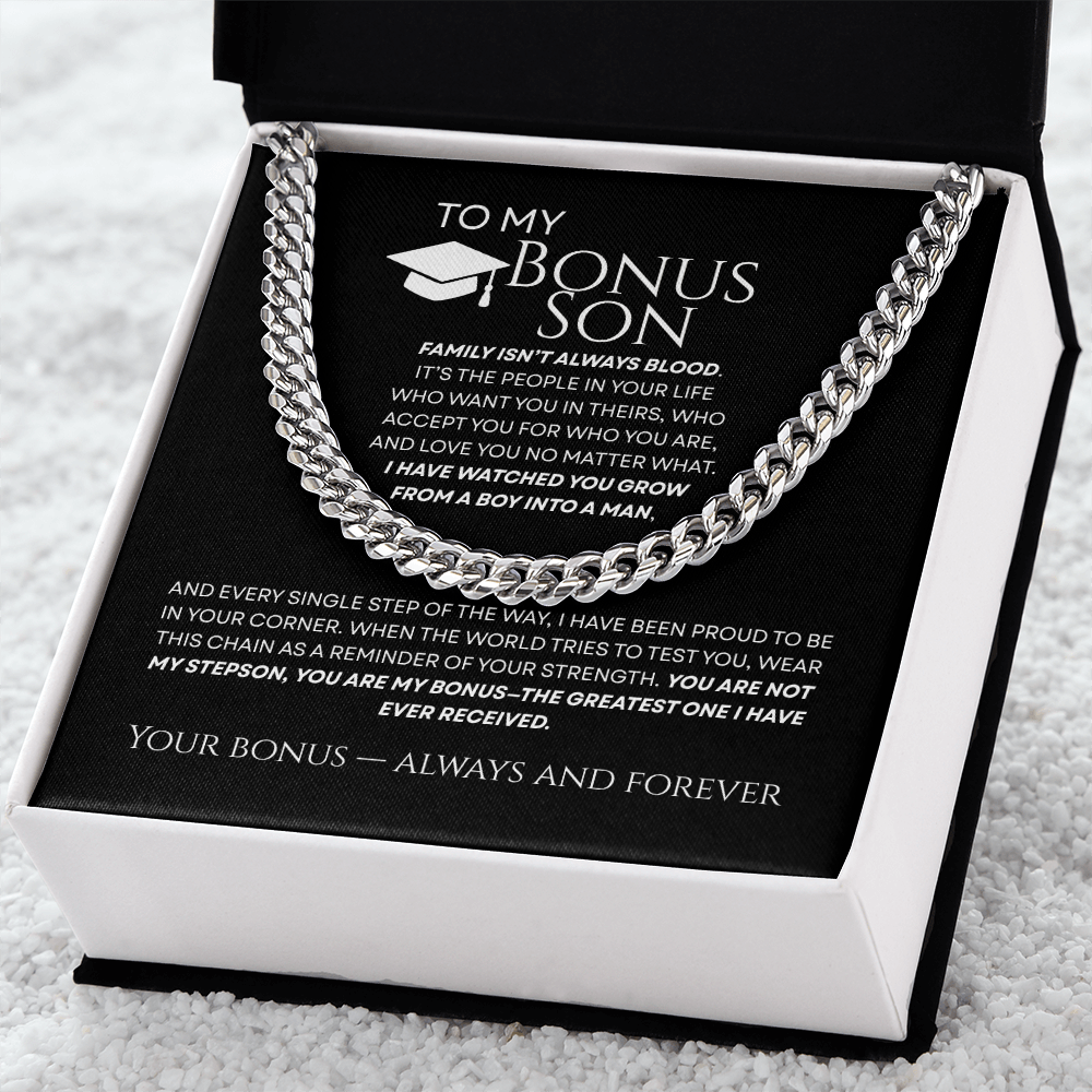 To My Bonus Son - The Greatest Bonus Premium Cuban Link Chain Gift