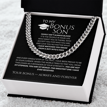To My Bonus Son - The Greatest Bonus Premium Cuban Link Chain Gift