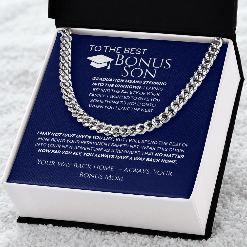 To My Bonus Son - Your Way Back Home Premium Cuban Link Chain Gift
