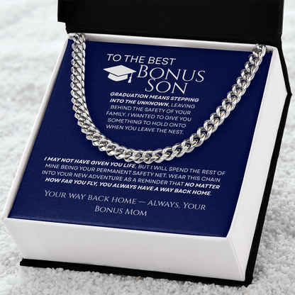 To My Bonus Son - Your Way Back Home Premium Cuban Link Chain Gift