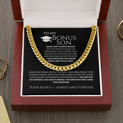 To My Bonus Son - The Greatest Bonus Premium Cuban Link Chain Gift