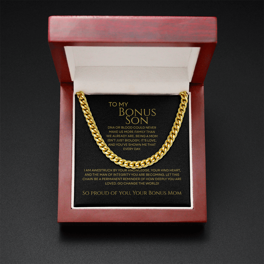 To My Bonus Son - Man of Integrity Premium Cuban Link Chain Gift
