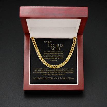 To My Bonus Son - Man of Integrity Premium Cuban Link Chain Gift