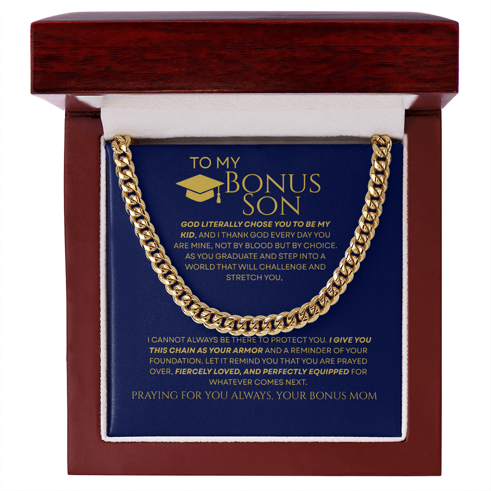 To My Bonus Son - Armor of Faith Chain Link & Message Card from Stepmom