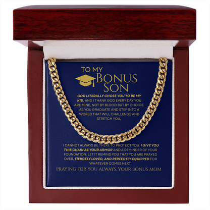To My Bonus Son - Armor of Faith Chain Link & Message Card from Stepmom