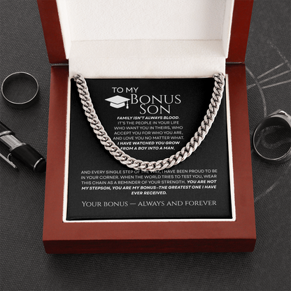 To My Bonus Son - The Greatest Bonus Premium Cuban Link Chain Gift