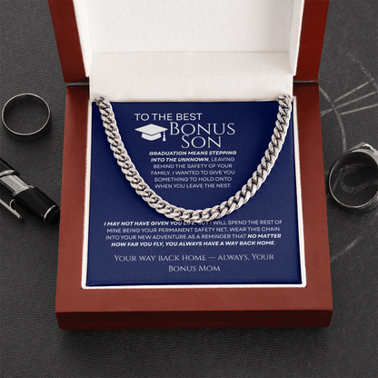 To My Bonus Son - Your Way Back Home Premium Cuban Link Chain Gift