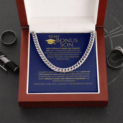 To My Bonus Son - Armor of Faith Chain Link & Message Card from Stepmom