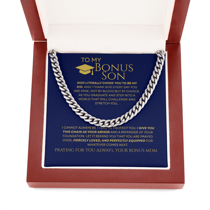 To My Bonus Son - Armor of Faith Chain Link & Message Card from Stepmom