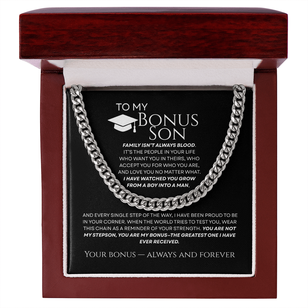 To My Bonus Son - The Greatest Bonus Premium Cuban Link Chain Gift