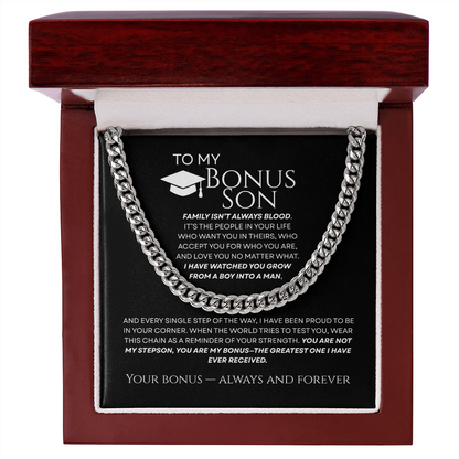 To My Bonus Son - The Greatest Bonus Premium Cuban Link Chain Gift
