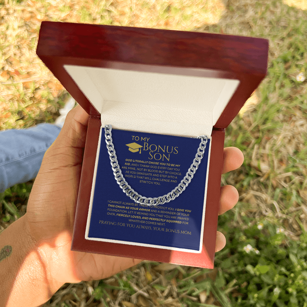 To My Bonus Son - Armor of Faith Chain Link & Message Card from Stepmom