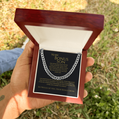 To My Bonus Son - Man of Integrity Premium Cuban Link Chain Gift