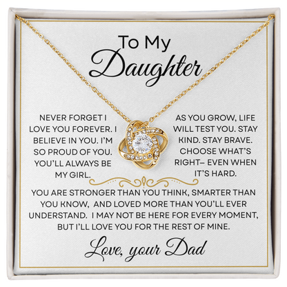 To My Daughter Forever Love Knot Necklace
