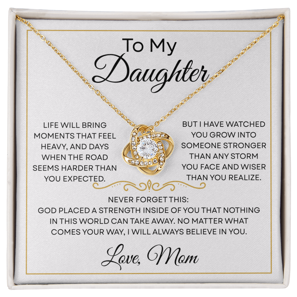 To My Daughter — Stronger Than Any Storm — Necklace with Message Card
