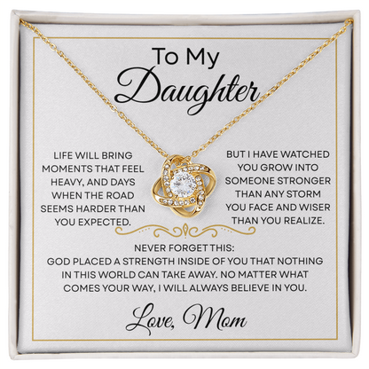 To My Daughter — Stronger Than Any Storm — Necklace with Message Card