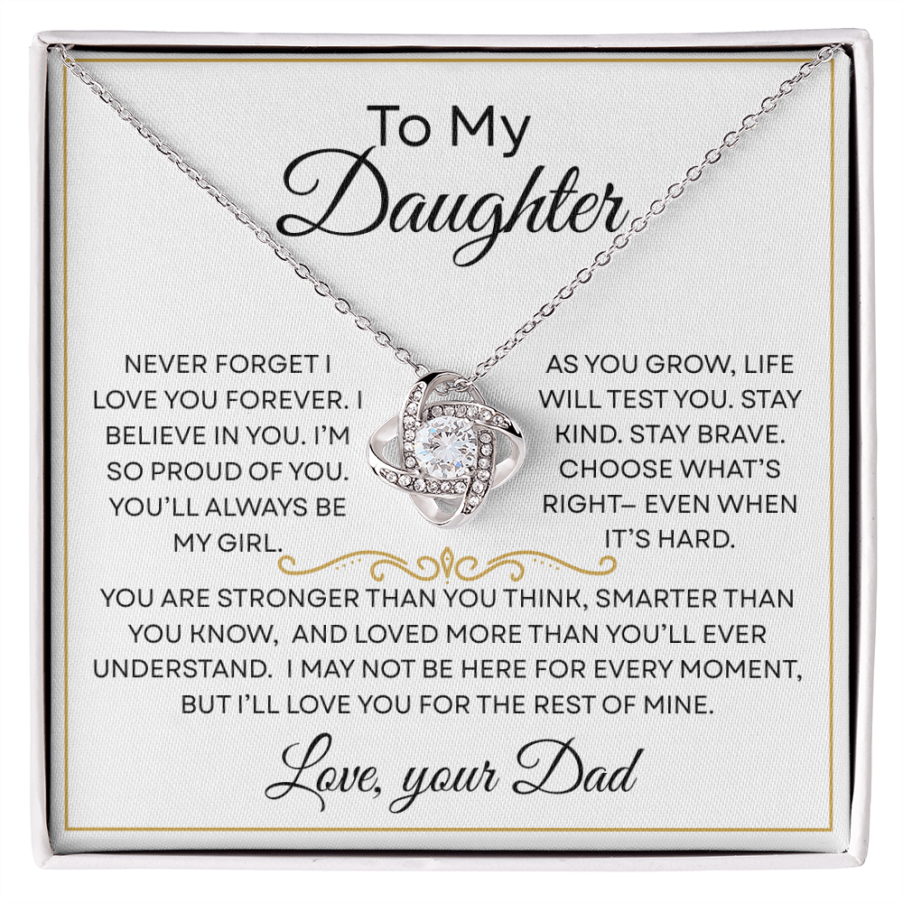 To My Daughter Forever Love Knot Necklace