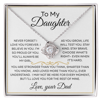 To My Daughter Forever Love Knot Necklace