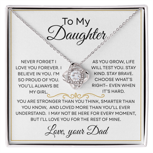 To My Daughter Forever Love Knot Necklace