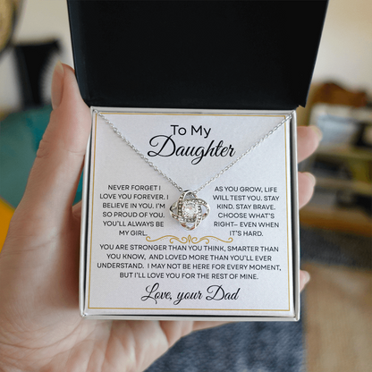 To My Daughter Forever Love Knot Necklace