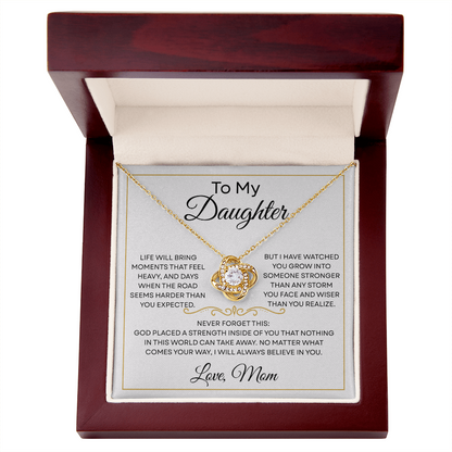 To My Daughter — Stronger Than Any Storm — Necklace with Message Card