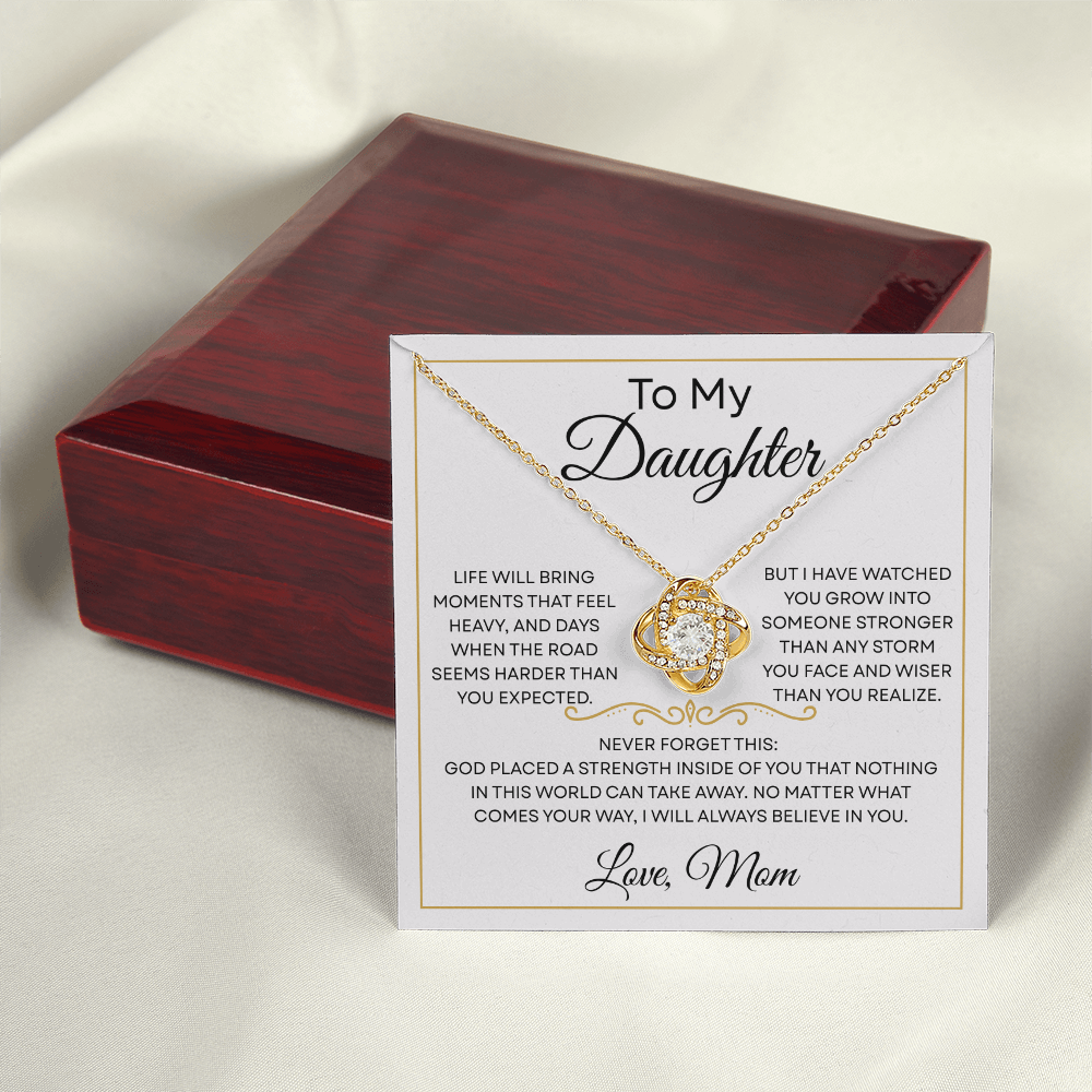 To My Daughter — Stronger Than Any Storm — Necklace with Message Card