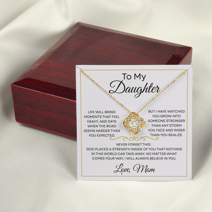 To My Daughter — Stronger Than Any Storm — Necklace with Message Card
