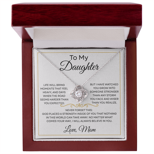 To My Daughter — Stronger Than Any Storm — Necklace with Message Card